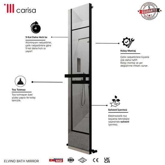 Carisa Elvino Bath Mirror Alüminyum Havlupan Modern Tasarım Siyah - carisa
