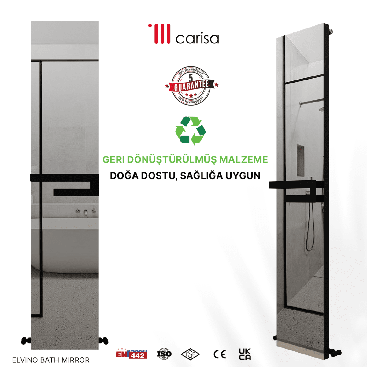 Carisa Elvino Bath Mirror Alüminyum Havlupan Modern Tasarım Siyah - carisa