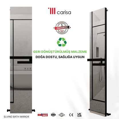 Carisa Elvino Bath Mirror Alüminyum Havlupan Modern Tasarım Siyah - carisa