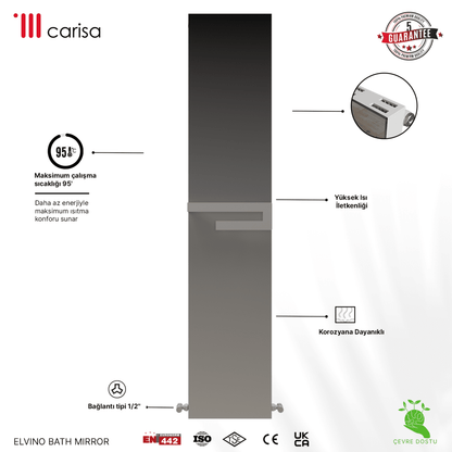 Carisa Elvino Bath Mirror Alüminyum Havlupan Modern Tasarım Beyaz - carisa