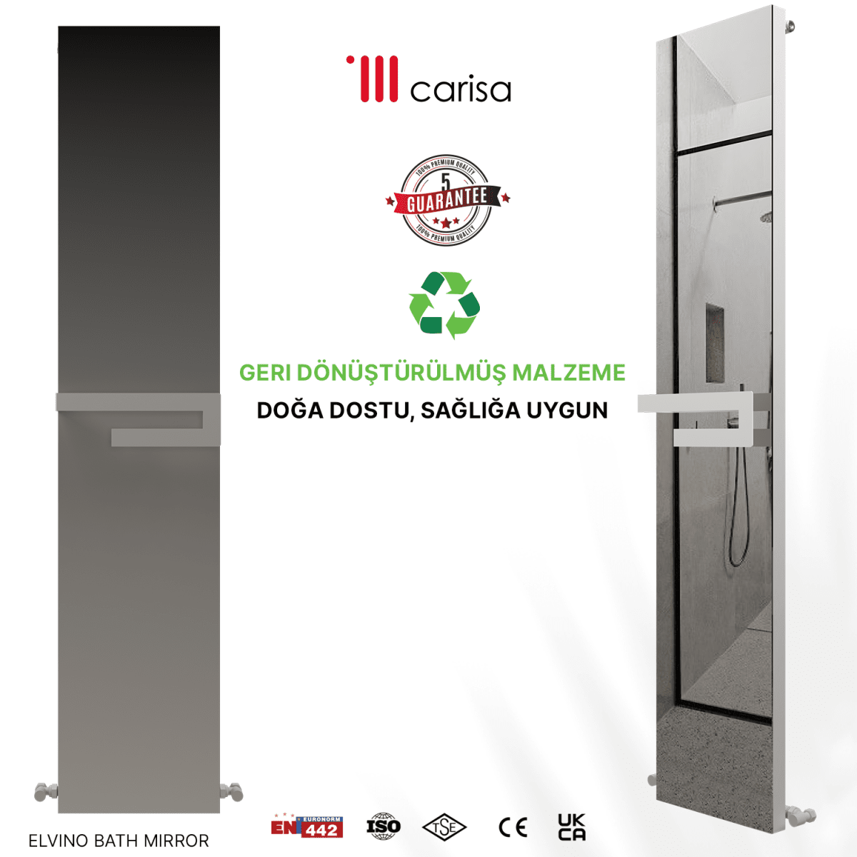 Carisa Elvino Bath Mirror Alüminyum Havlupan Modern Tasarım Beyaz - carisa