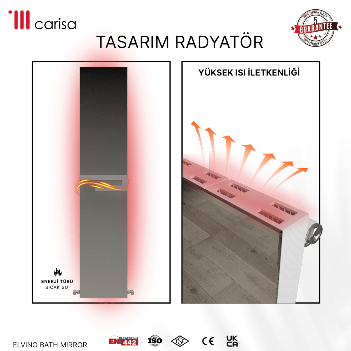 Carisa Elvino Bath Mirror Alüminyum Havlupan Modern Tasarım Beyaz - carisa