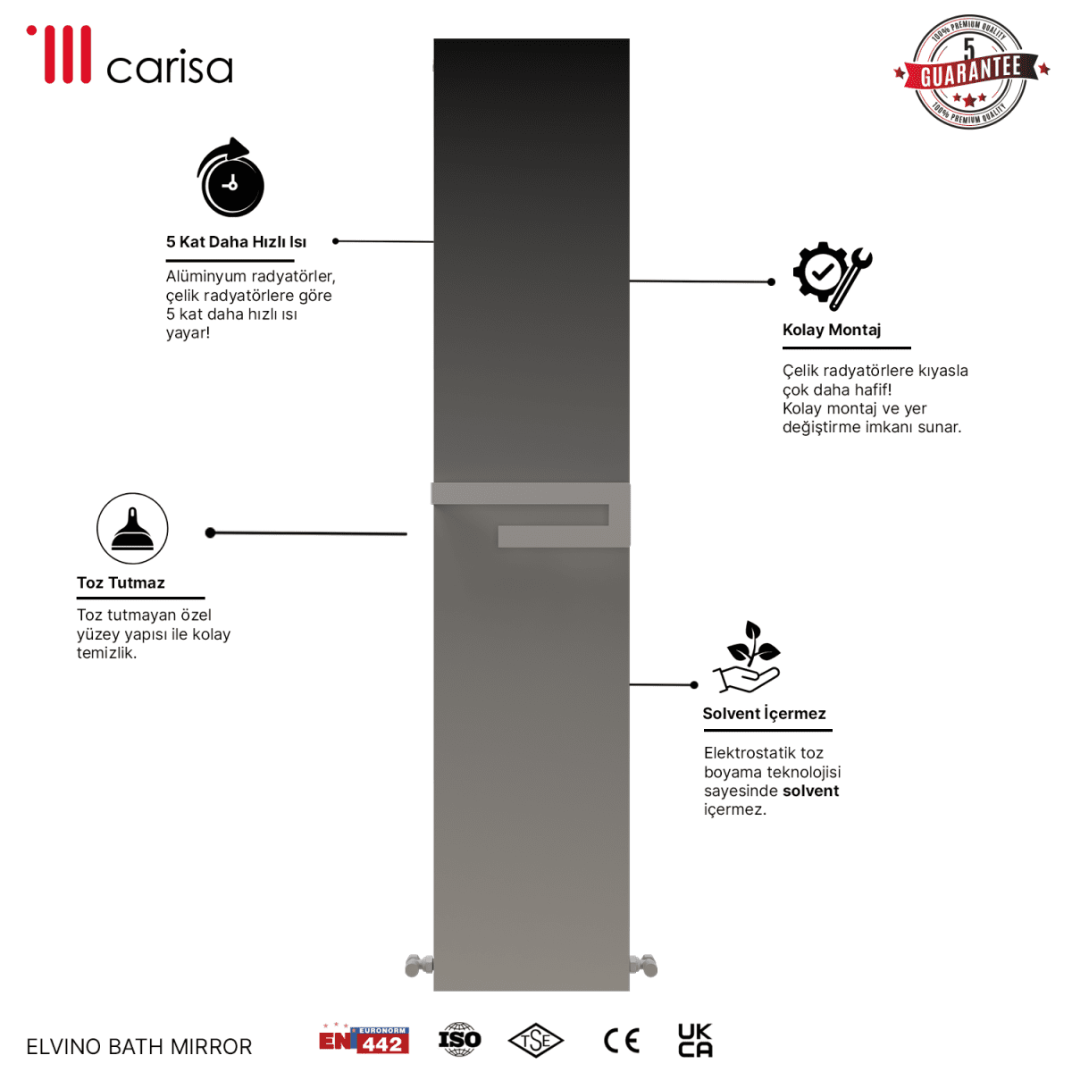 Carisa Elvino Bath Mirror Alüminyum Havlupan Modern Tasarım Beyaz - carisa