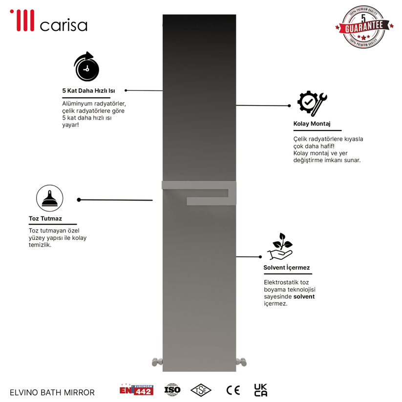 Carisa Elvino Bath Mirror Alüminyum Havlupan Modern Tasarım Beyaz - carisa