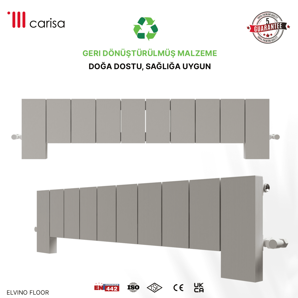 Carisa Elvino Floor Yatay Alüminyum Radyatör Modern Tasarım Beyaz - carisa