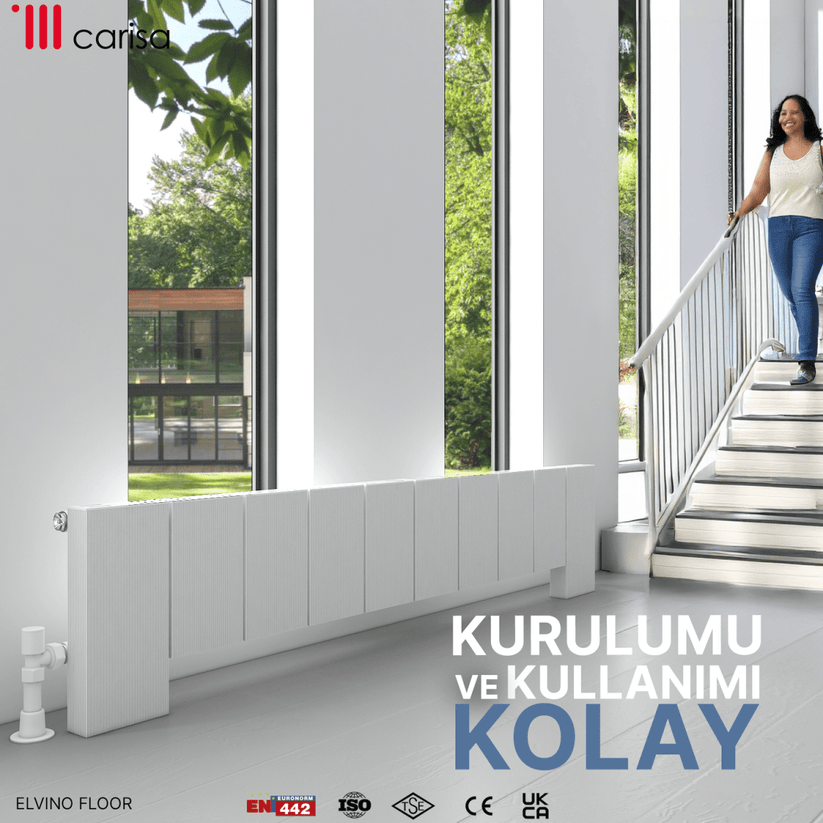 Carisa Elvino Floor Yatay Alüminyum Radyatör Modern Tasarım Beyaz - carisa