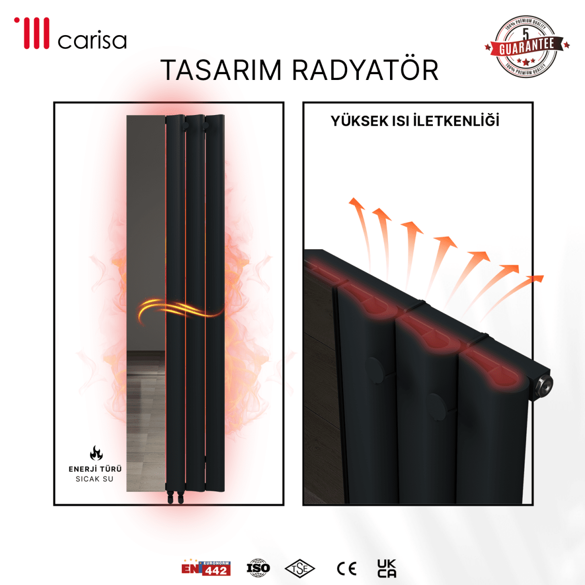 Carisa Entree Dikey Alüminyum Radyatör Modern Tasarım Antrasit - carisa