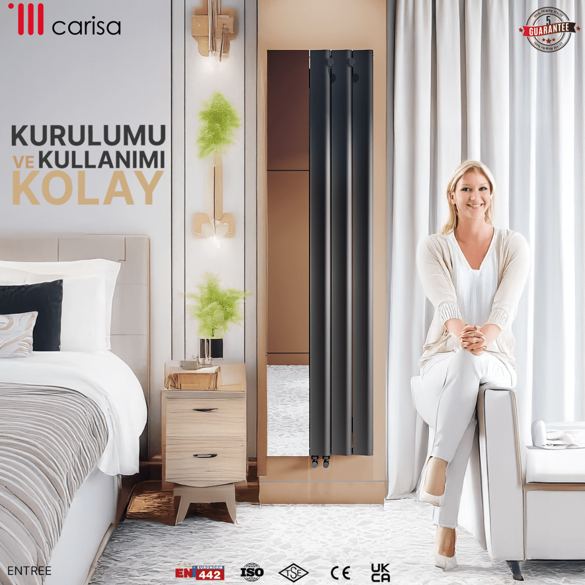 Carisa Entree Dikey Alüminyum Radyatör Modern Tasarım Antrasit - carisa