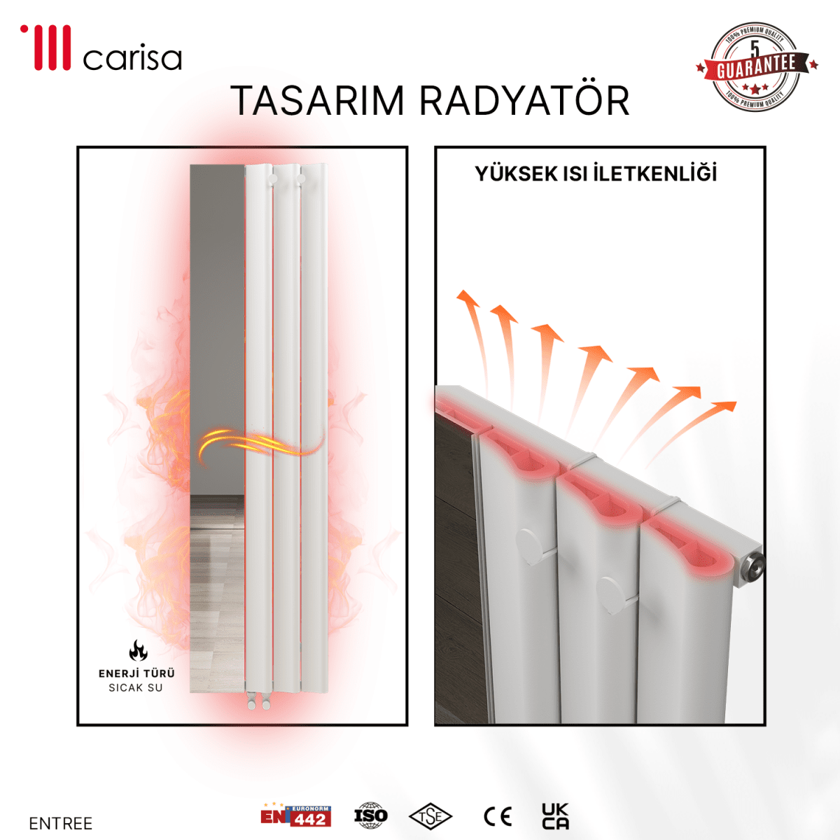 Carisa Entree Dikey Alüminyum Radyatör Modern Tasarım Beyaz - carisa