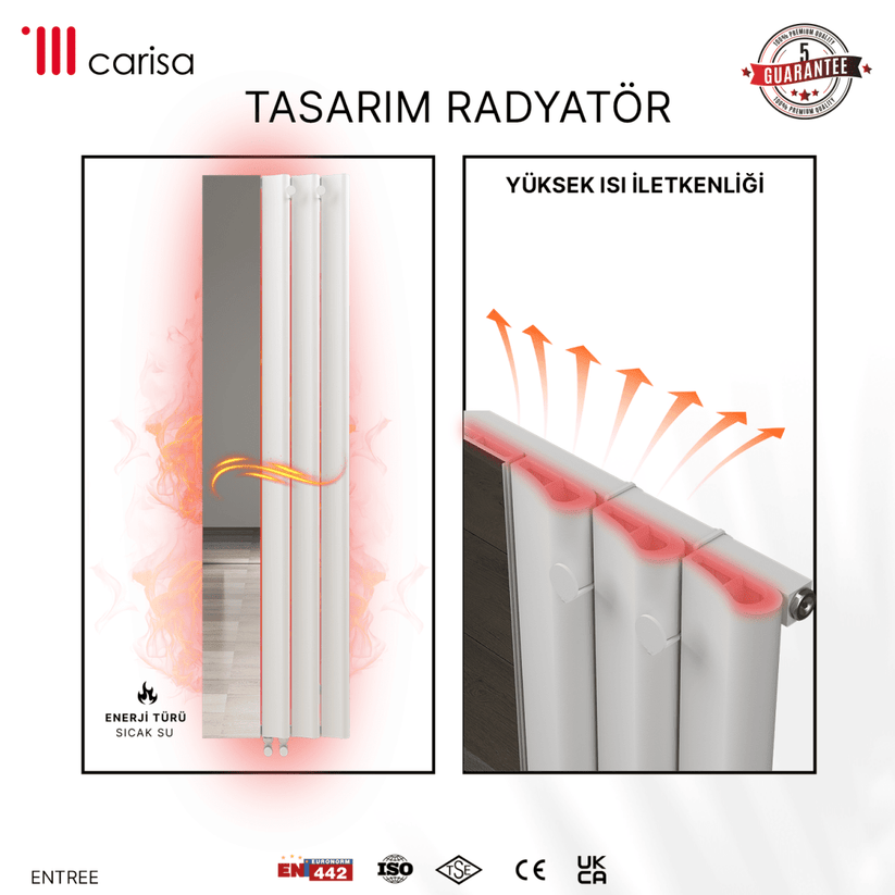 Carisa Entree Dikey Alüminyum Radyatör Modern Tasarım Beyaz - carisa