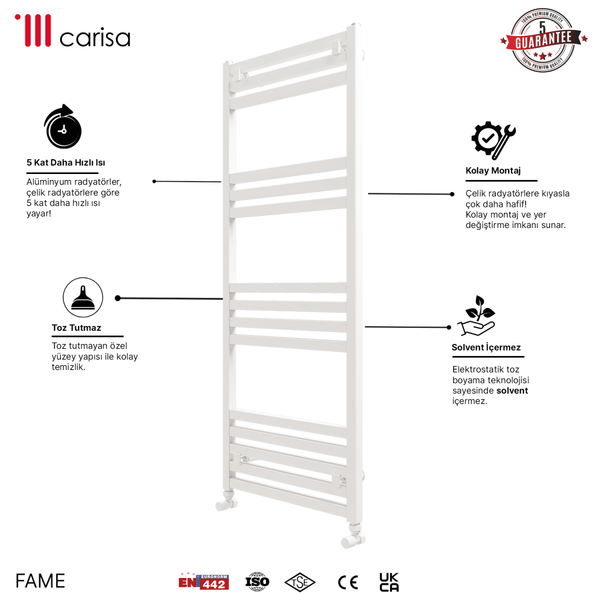 Carisa Fame Alüminyum Havlupan Beyaz Standart Bağlantı - carisa