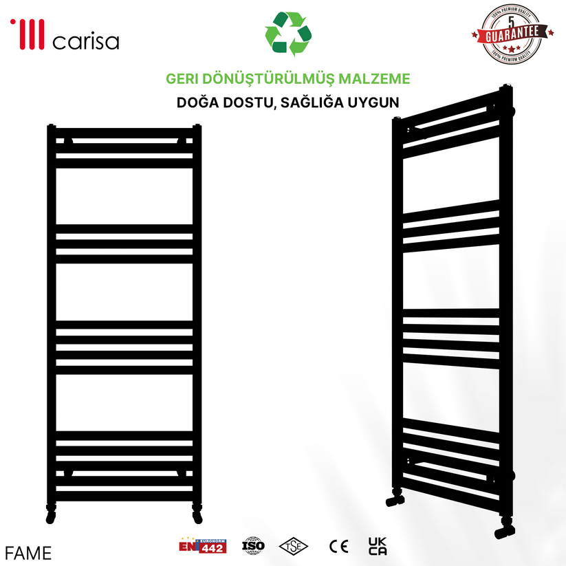 Carisa Fame Alüminyum Havlupan Siyah Standart Bağlantı - 1740 x 0500