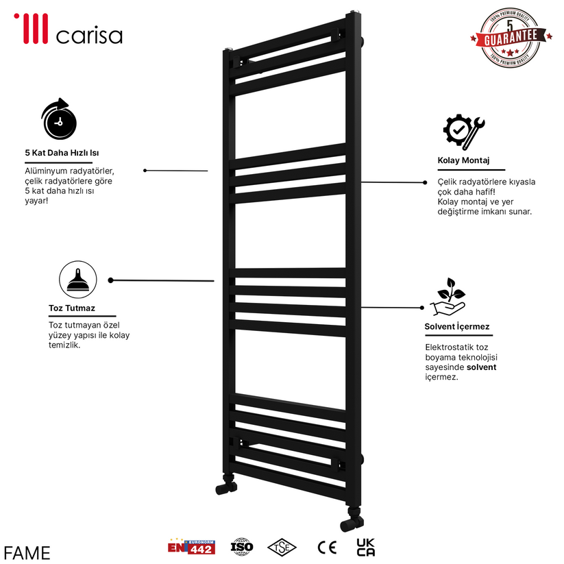 Carisa Fame Alüminyum Havlupan Siyah Standart Bağlantı ürün görseli