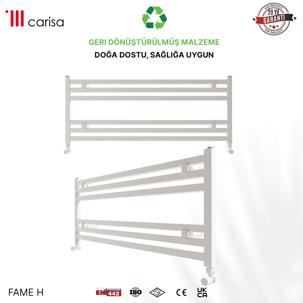 Carisa Fame H Alüminyum Havlupan Modern Tasarım Brushed Beyaz - carisa