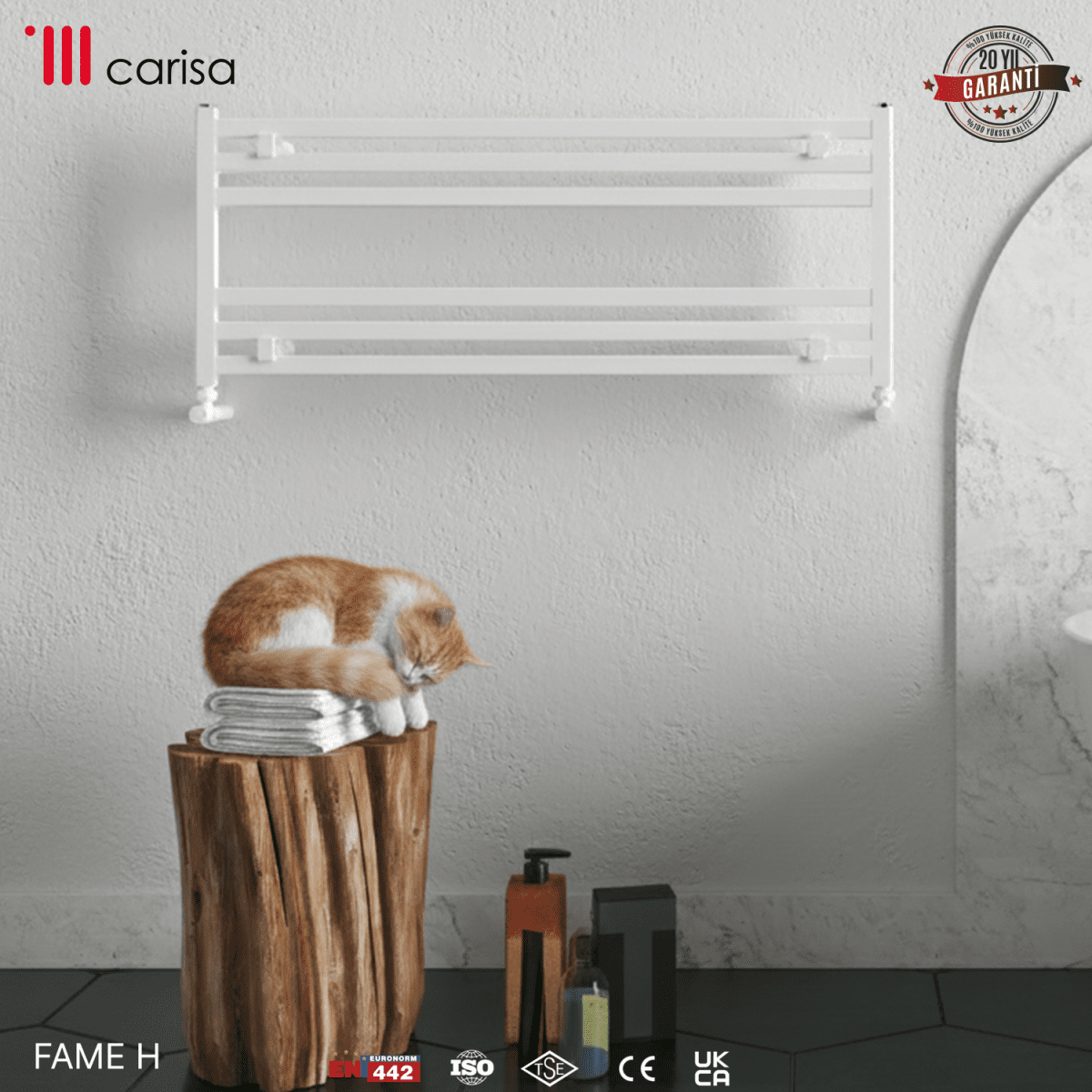 Carisa Fame H Alüminyum Havlupan Modern Tasarım Brushed Beyaz - carisa