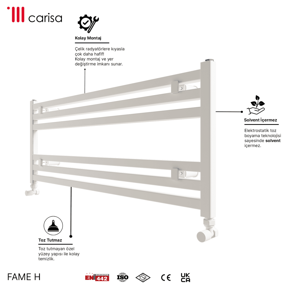 Carisa Fame H Alüminyum Havlupan Modern Tasarım Brushed Beyaz - carisa