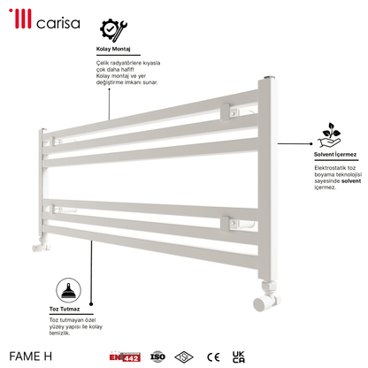 Carisa Fame H Alüminyum Havlupan Modern Tasarım Brushed Beyaz - carisa