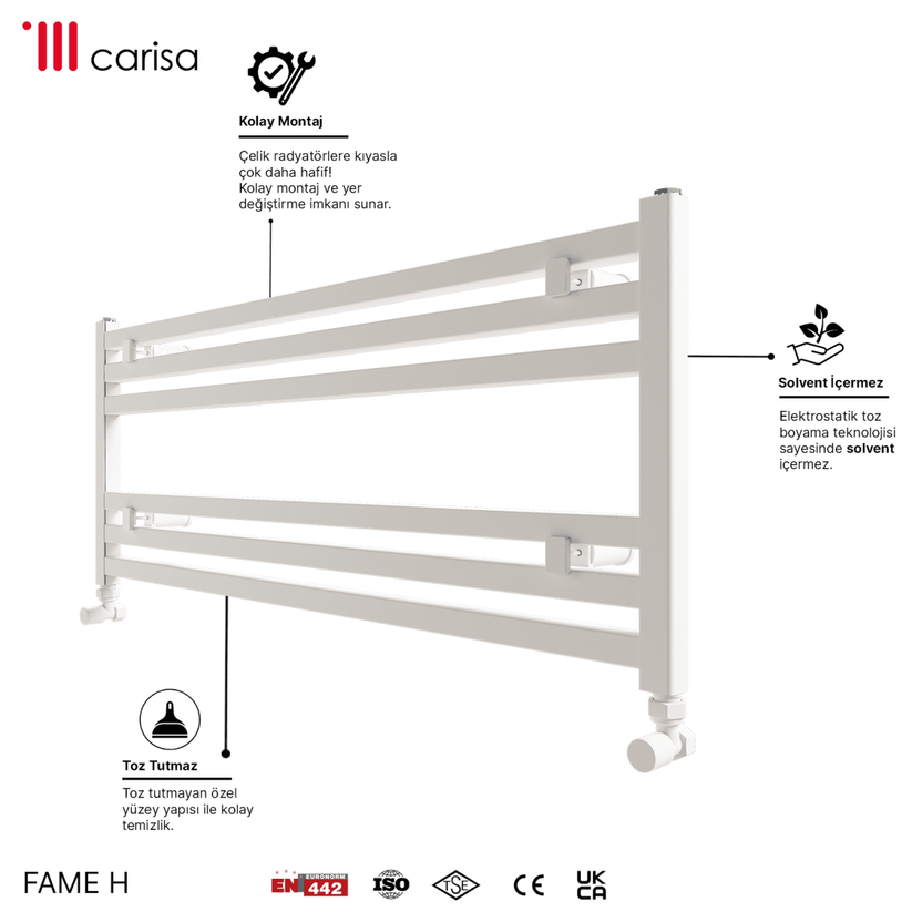 Carisa Fame H Alüminyum Havlupan Modern Tasarım Brushed Beyaz - carisa