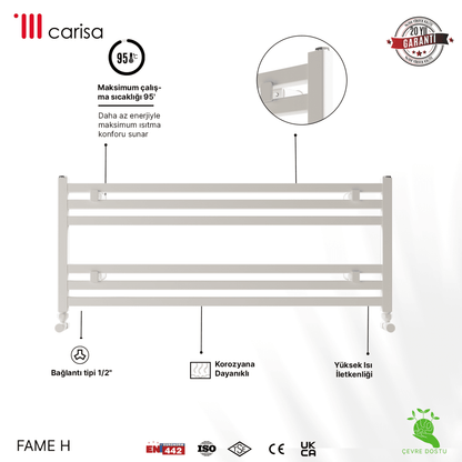 Carisa Fame H Alüminyum Havlupan Modern Tasarım Brushed Beyaz - carisa