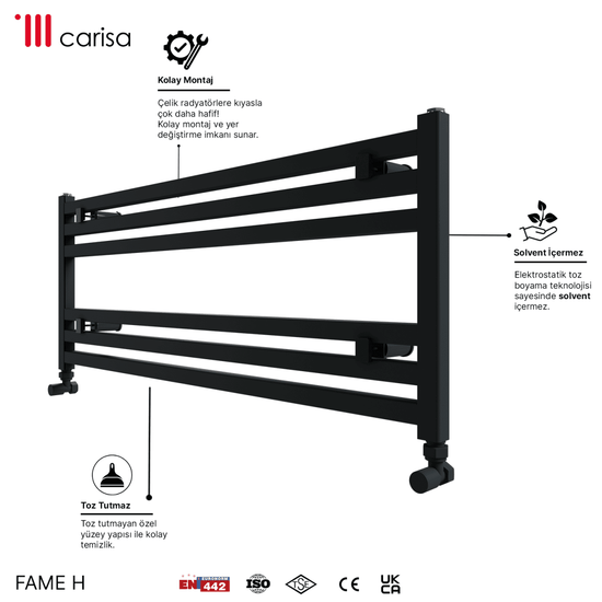 Carisa Fame H Alüminyum Havlupan Modern Tasarım Siyah - carisa