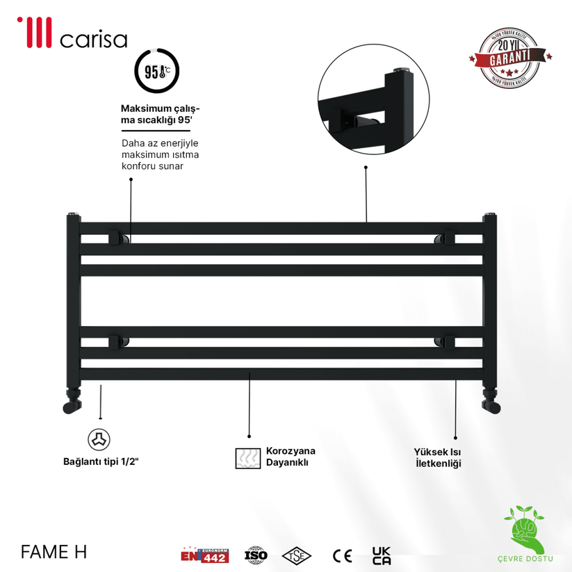 Carisa Fame H Alüminyum Havlupan Modern Tasarım Siyah - carisa