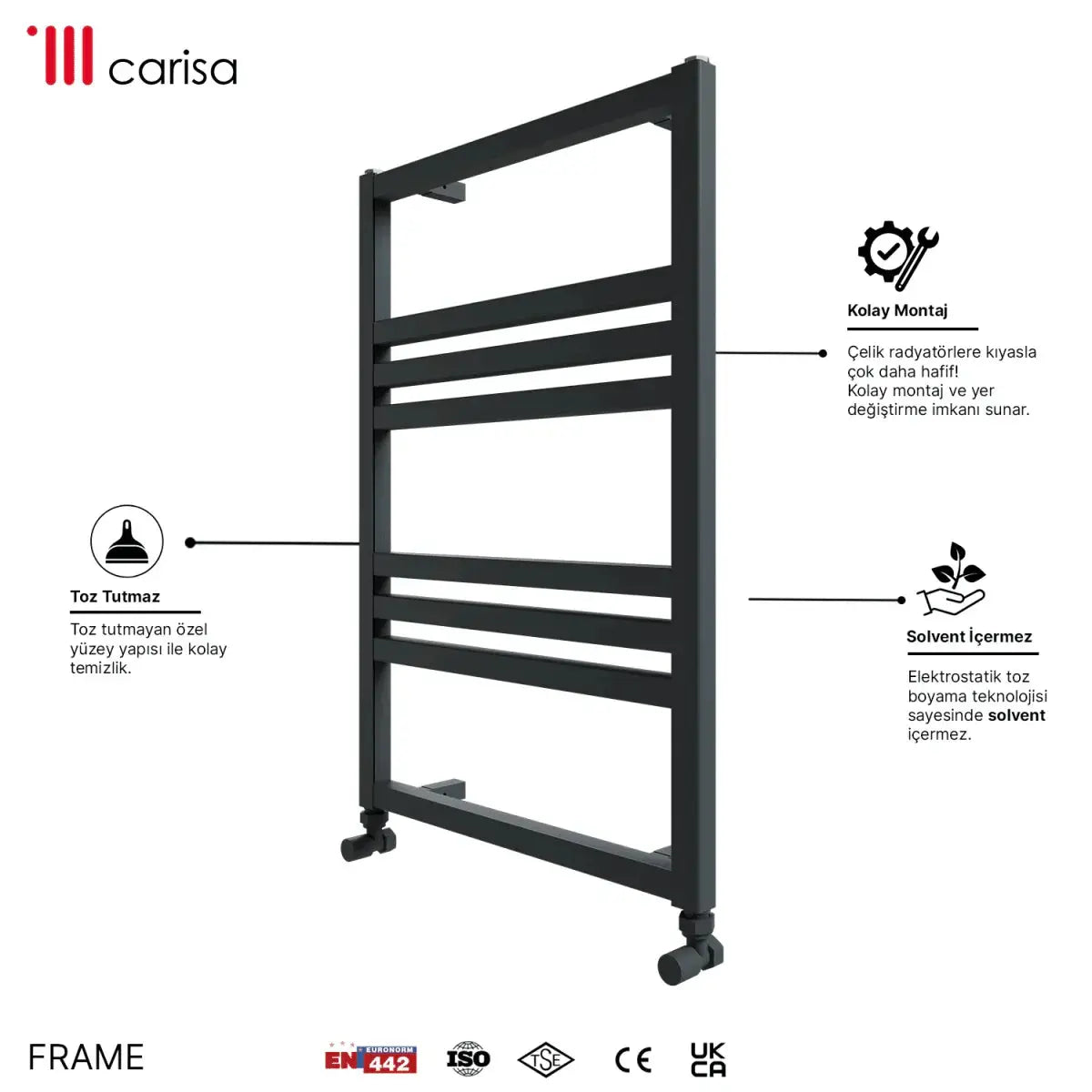 Carisa Frame Alüminyum Havlupan Modern Tasarım Siyah - carisa