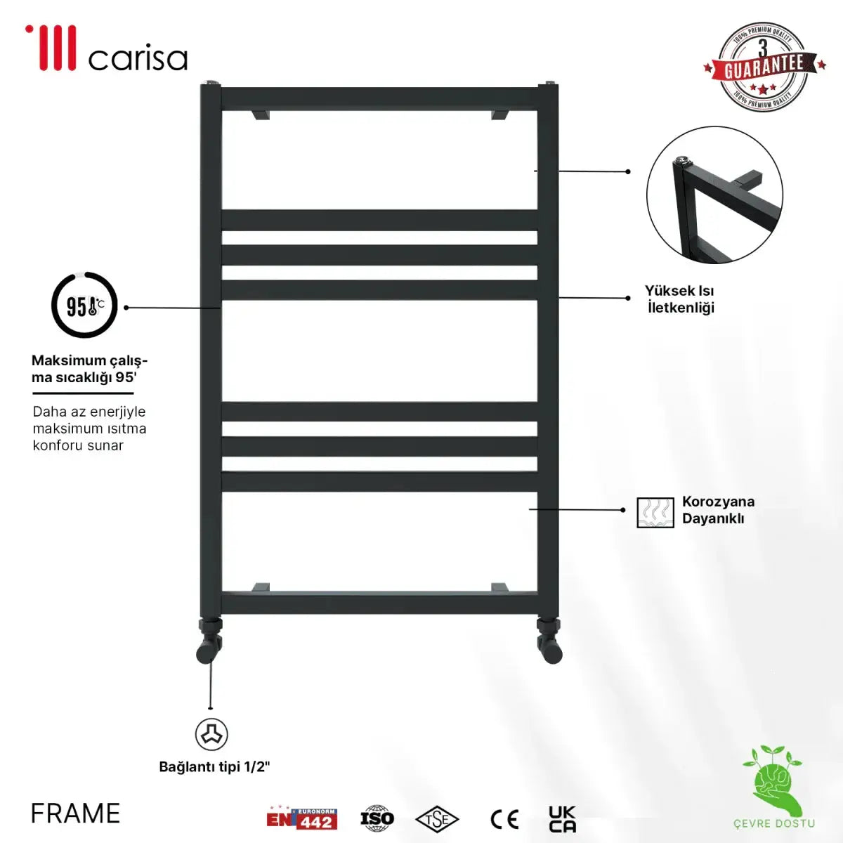 Carisa Frame Alüminyum Havlupan Modern Tasarım Siyah - carisa