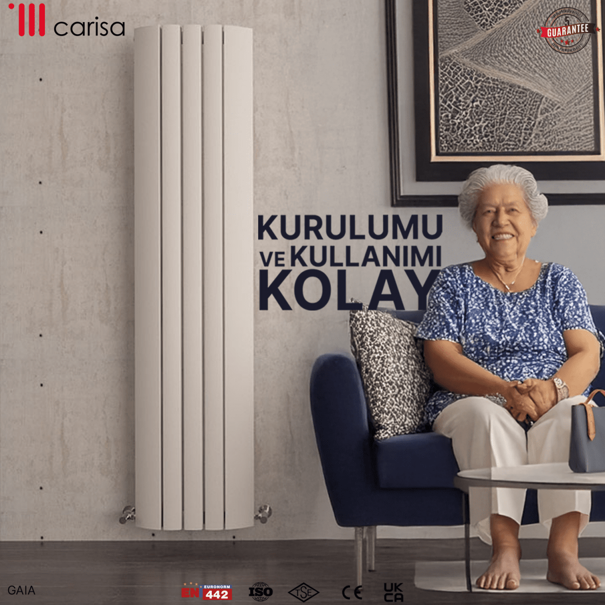 Carisa Gaia Dikey Alüminyum Radyatör Modern Tasarım Beyaz - carisa