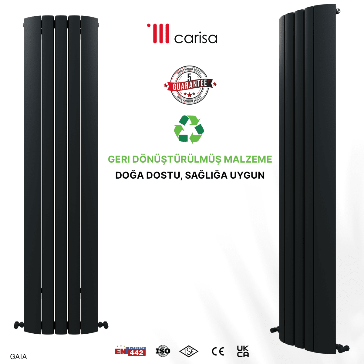 Carisa Gaia Dikey Alüminyum Radyatör Modern Tasarım Siyah - carisa