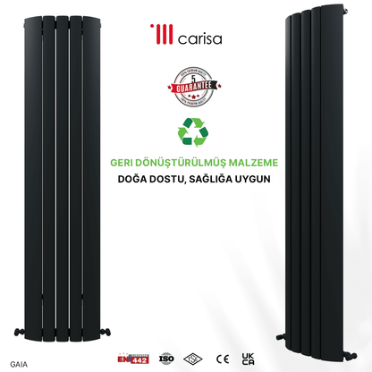 Carisa Gaia Dikey Alüminyum Radyatör Modern Tasarım Siyah - carisa