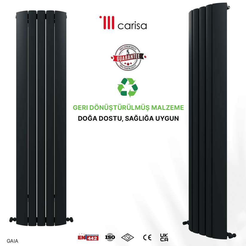Carisa Gaia Dikey Alüminyum Radyatör Modern Tasarım Siyah - carisa
