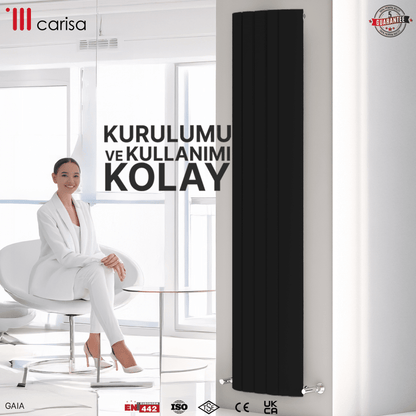 Carisa Gaia Dikey Alüminyum Radyatör Modern Tasarım Siyah - carisa
