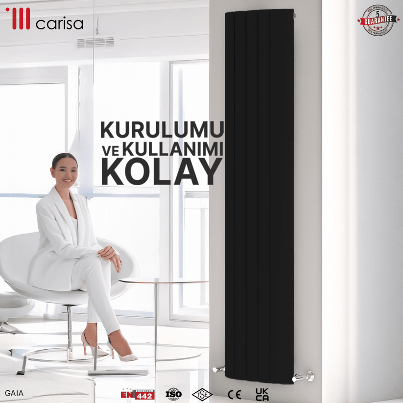 Carisa Gaia Dikey Alüminyum Radyatör Modern Tasarım Siyah - carisa