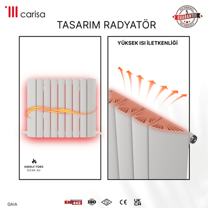 Carisa Gaia Yatay Alüminyum Radyatör Modern Tasarım Beyaz - carisa