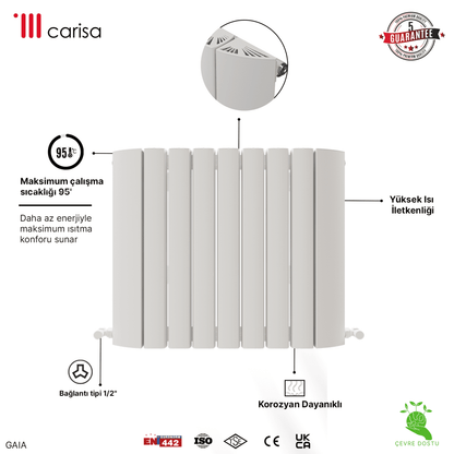 Carisa Gaia Yatay Alüminyum Radyatör Modern Tasarım Beyaz - carisa