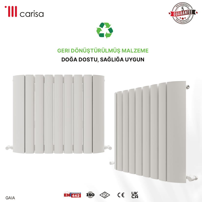 Carisa Gaia Yatay Alüminyum Radyatör Modern Tasarım Beyaz - carisa