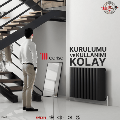 Carisa Gaia Yatay Alüminyum Radyatör Modern Tasarım Siyah - carisa