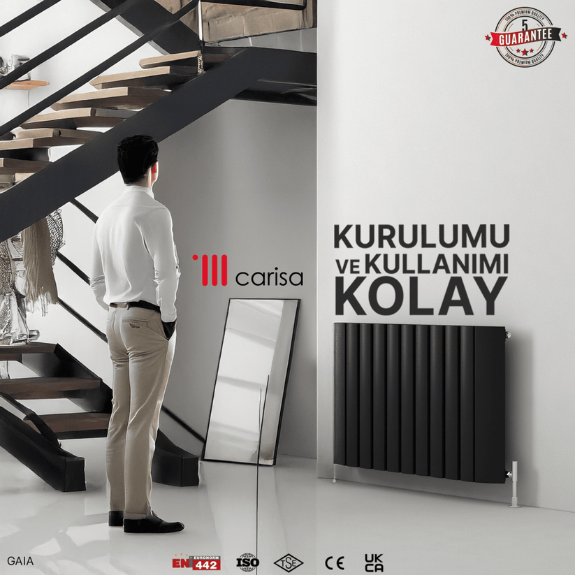 Carisa Gaia Yatay Alüminyum Radyatör Modern Tasarım Siyah - carisa