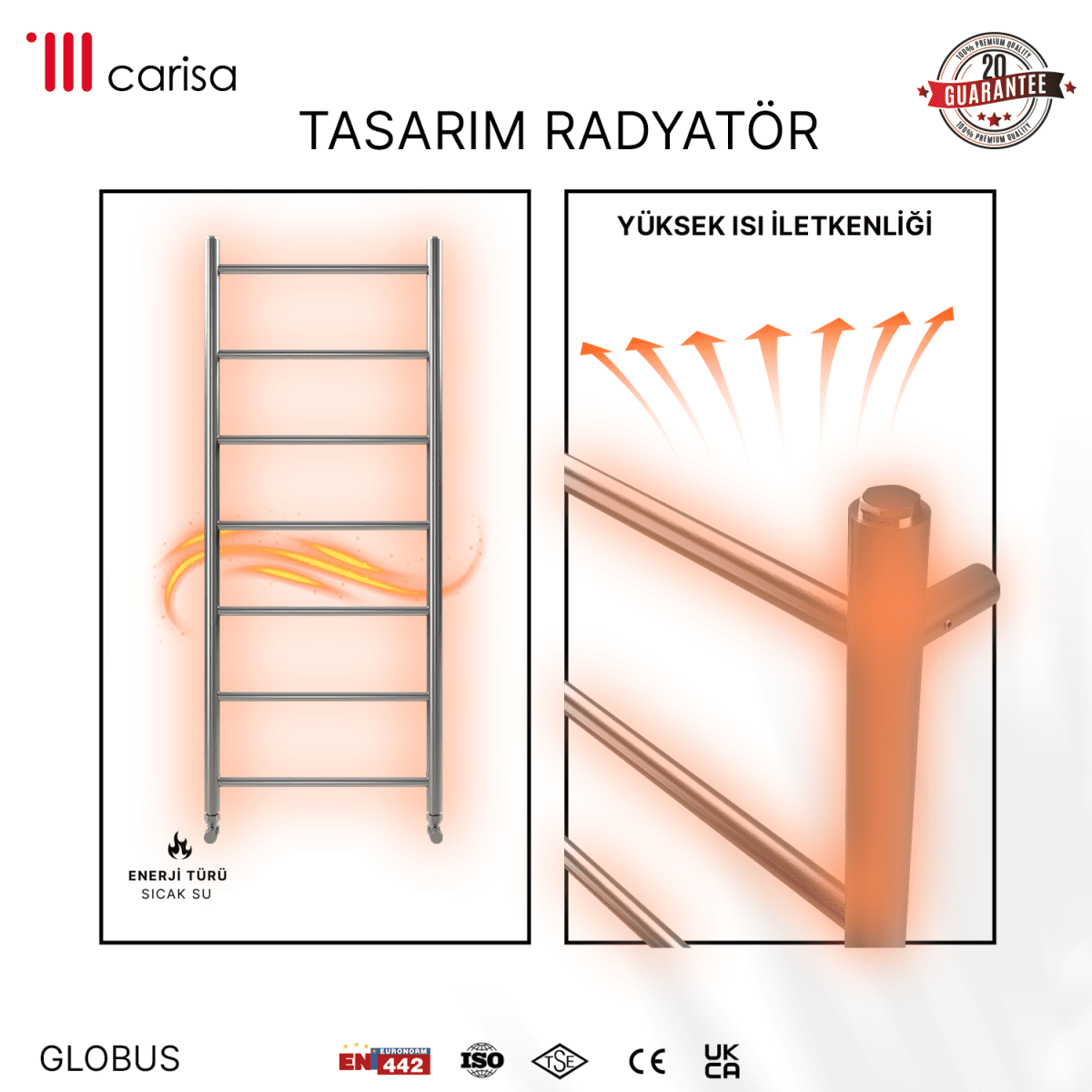 Carisa Globus Paslanmaz Çelik Havlupan Modern Tasarım Satine - carisa