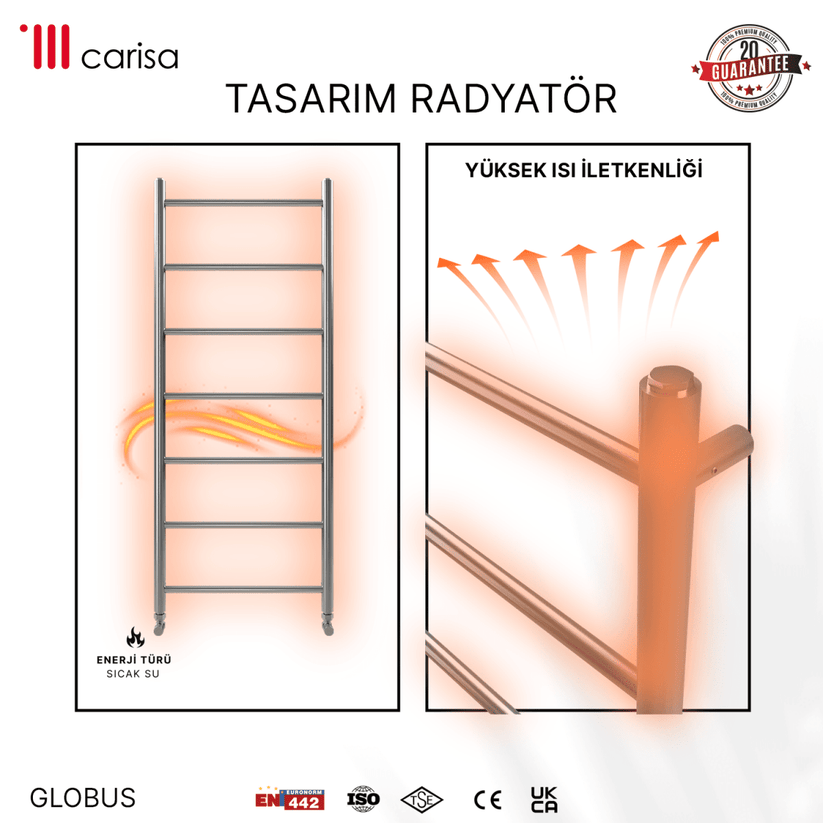 Carisa Globus Paslanmaz Çelik Havlupan Modern Tasarım Satine - carisa
