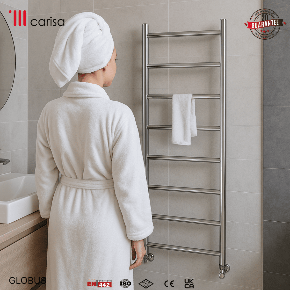 Carisa Globus Paslanmaz Çelik Havlupan Modern Tasarım Satine - carisa