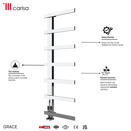 Carisa Grace Paslanmaz Çelik Havlupan Modern Tasarım Ayna Polisaj - carisa