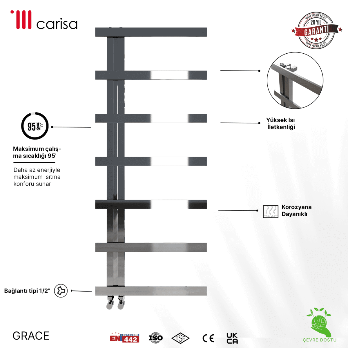 Carisa Grace Paslanmaz Çelik Havlupan Modern Tasarım Ayna Polisaj - carisa