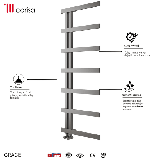 Carisa Grace Paslanmaz Çelik Havlupan Modern Tasarım Satine - carisa
