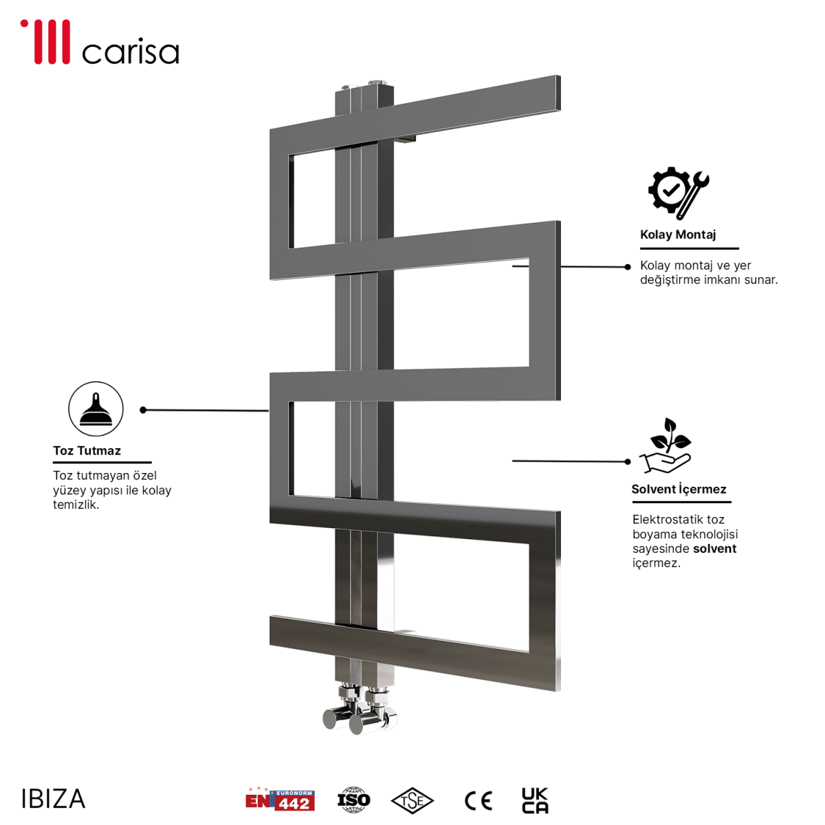 Carisa Ibiza Paslanmaz Çelik Havlupan Modern Tasarım Ayna Polisaj - carisa