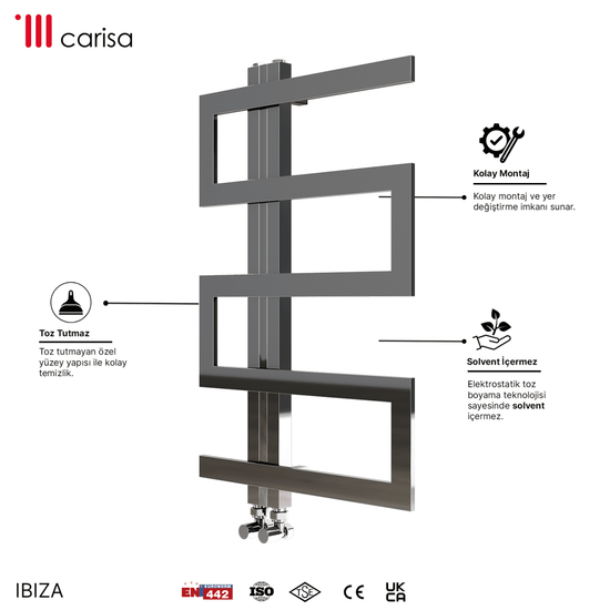 Carisa Ibiza Paslanmaz Çelik Havlupan Modern Tasarım Ayna Polisaj - carisa