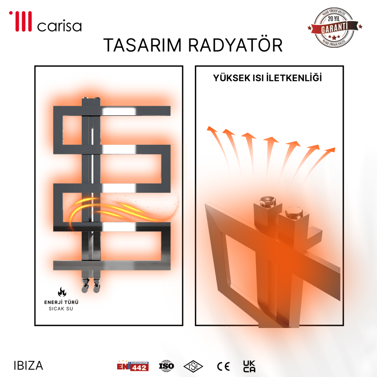 Carisa Ibiza Paslanmaz Çelik Havlupan Modern Tasarım Ayna Polisaj - carisa