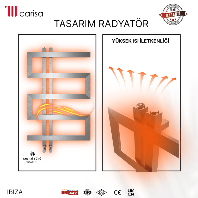 Carisa Ibiza Paslanmaz Çelik Havlupan Modern Tasarım Satine - carisa