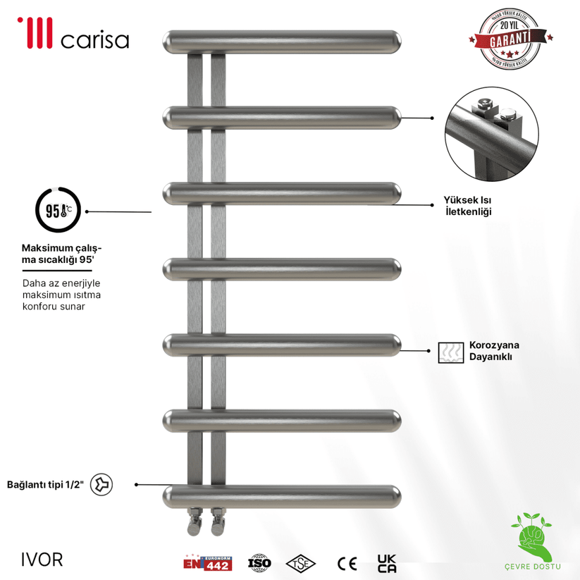 Carisa Ivor Paslanmaz Çelik Havlupan Modern Tasarım Ayna Polisaj - carisa