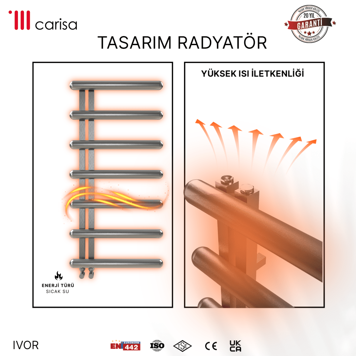 Carisa Ivor Paslanmaz Çelik Havlupan Modern Tasarım Ayna Polisaj - carisa